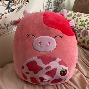 Squishmallow!! 12” Pink Cow /Strawberry Cow! RARE